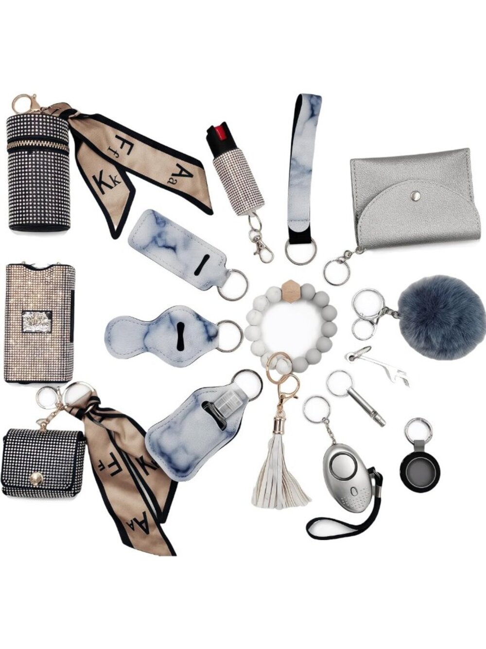 Chic Women's Keychain Gift Set with Stylish Wristlet & Card Holder Accessory